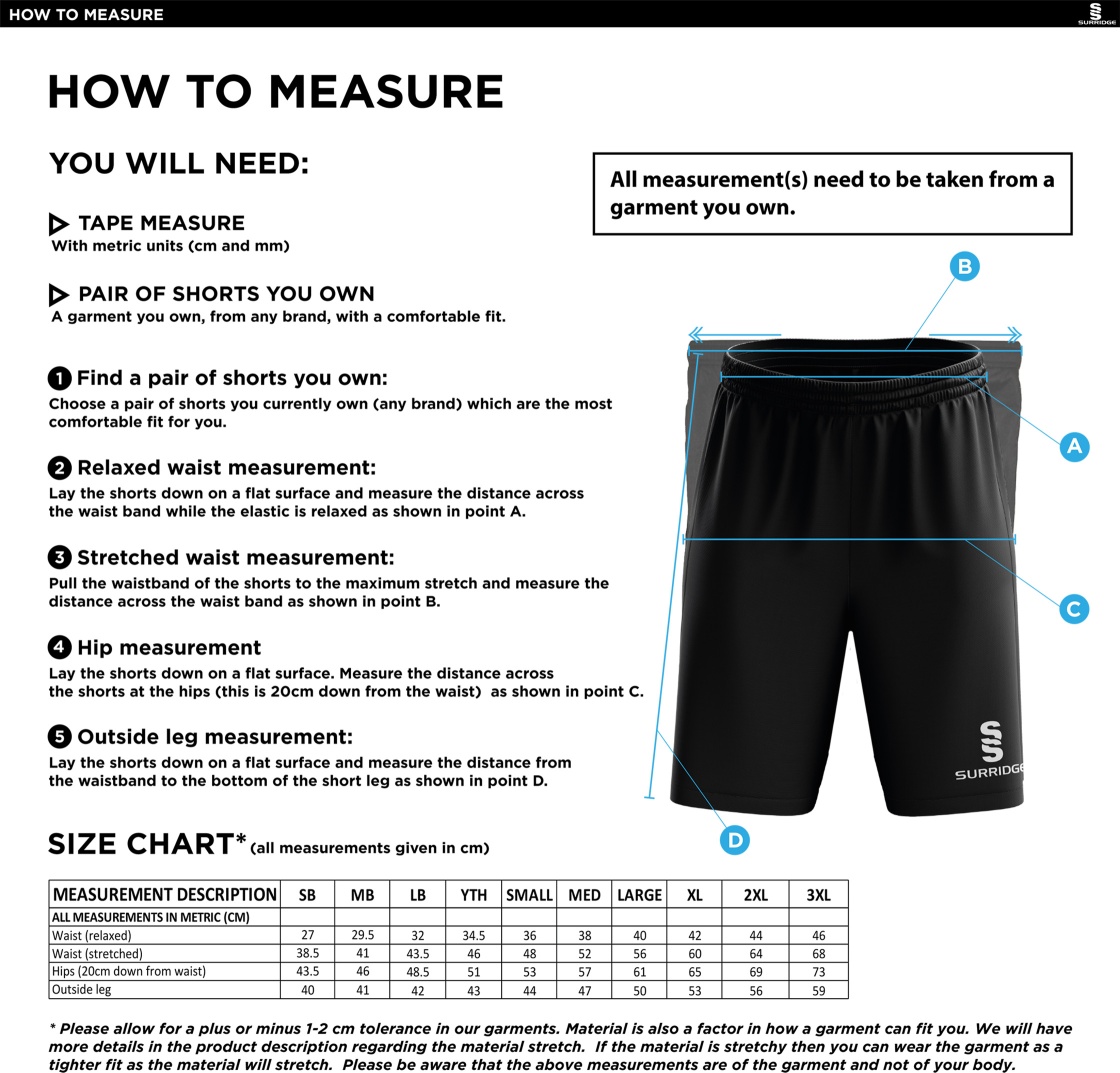 Withnell Fold CC - Blade Shorts - Size Guide