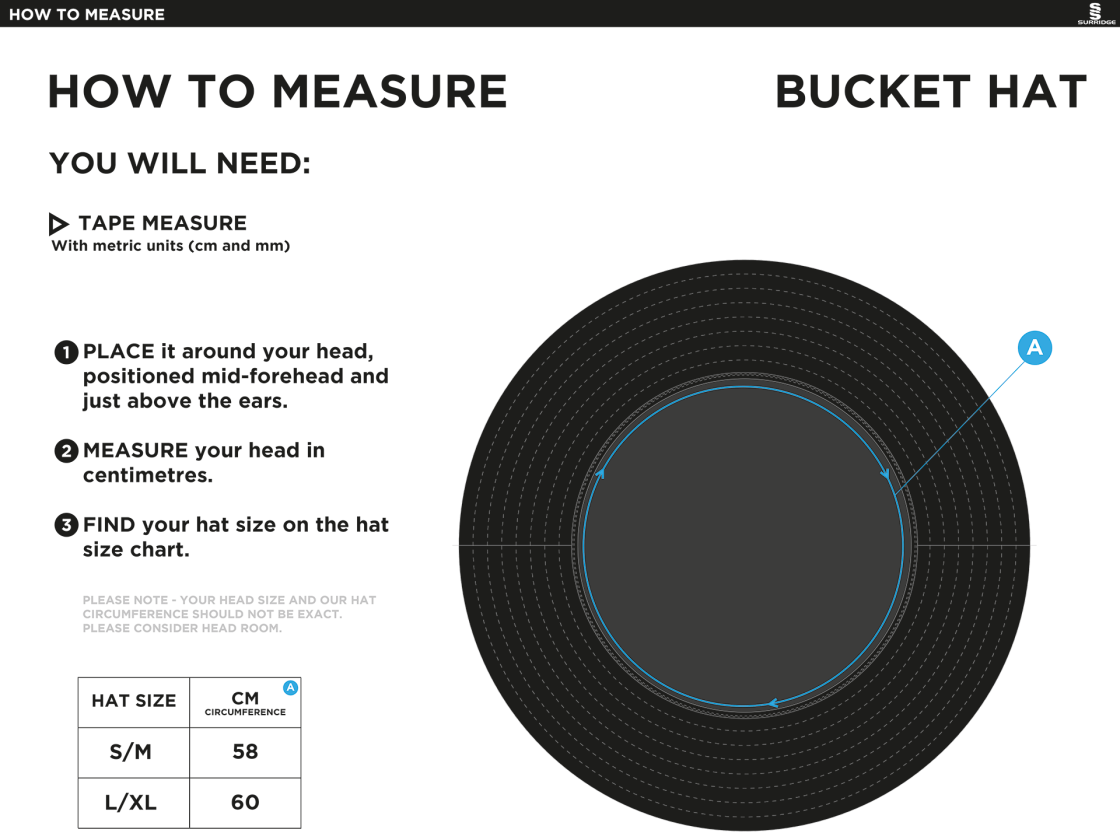 WITHNELL FOLD CC Dual Bucket Hat - Navy - Size Guide